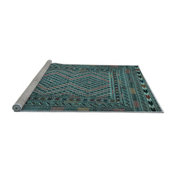 Sideview of Machine Washable Persian Light Blue Traditional Rug, wshtr2513lblu