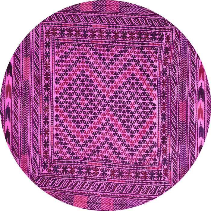 Round Machine Washable Persian Pink Traditional Rug, wshtr2513pnk