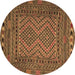 Round Persian Brown Traditional Rug, tr2513brn