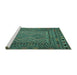 Sideview of Machine Washable Persian Turquoise Traditional Area Rugs, wshtr2513turq