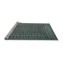 Sideview of Machine Washable Southwestern Light Blue Country Rug, wshtr2514lblu