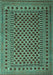 Machine Washable Southwestern Turquoise Country Area Rugs, wshtr2514turq