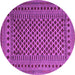 Round Machine Washable Southwestern Purple Country Area Rugs, wshtr2514pur