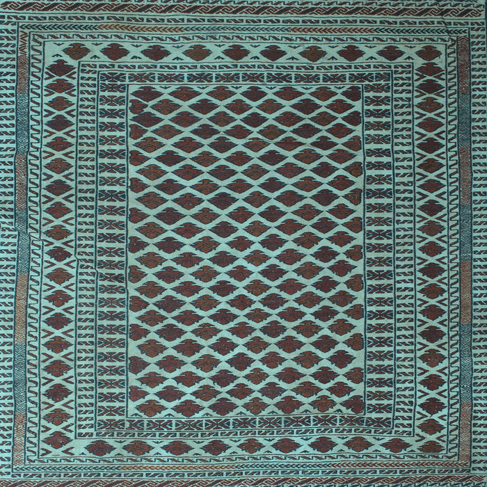 Square Machine Washable Southwestern Light Blue Country Rug, wshtr2514lblu