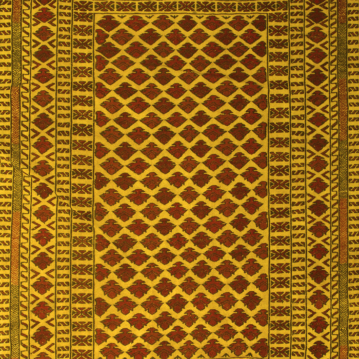 Machine Washable Southwestern Yellow Country Rug, wshtr2514yw