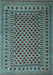 Machine Washable Southwestern Light Blue Country Rug, wshtr2514lblu