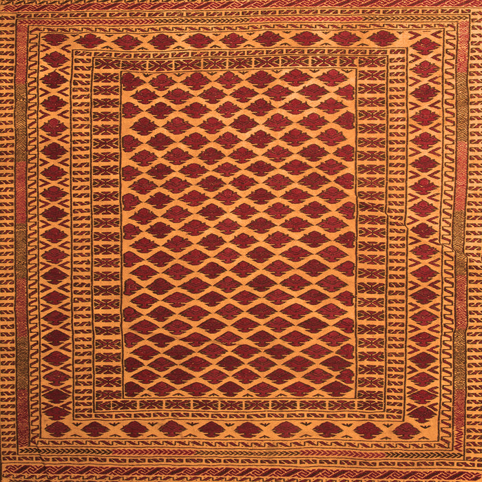 Round Machine Washable Southwestern Orange Country Area Rugs, wshtr2514org