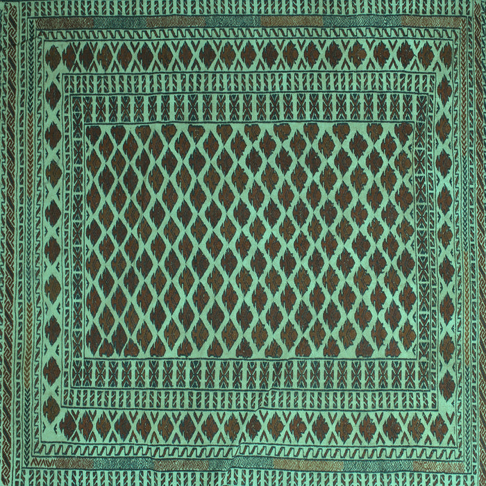Square Machine Washable Southwestern Turquoise Country Area Rugs, wshtr2514turq