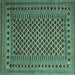 Square Machine Washable Southwestern Turquoise Country Area Rugs, wshtr2514turq