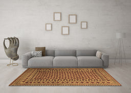 Machine Washable Southwestern Brown Country Rug in a Living Room,, wshtr2514brn