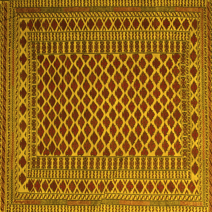 Square Machine Washable Southwestern Yellow Country Rug, wshtr2514yw
