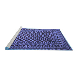 Sideview of Machine Washable Southwestern Blue Country Rug, wshtr2514blu