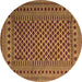 Round Southwestern Brown Country Rug, tr2514brn