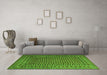 Machine Washable Southwestern Green Country Area Rugs in a Living Room,, wshtr2514grn