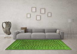 Machine Washable Southwestern Green Country Area Rugs in a Living Room,, wshtr2514grn