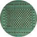 Round Southwestern Turquoise Country Rug, tr2514turq