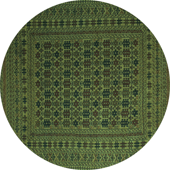 Round Southwestern Turquoise Country Rug, tr2515turq