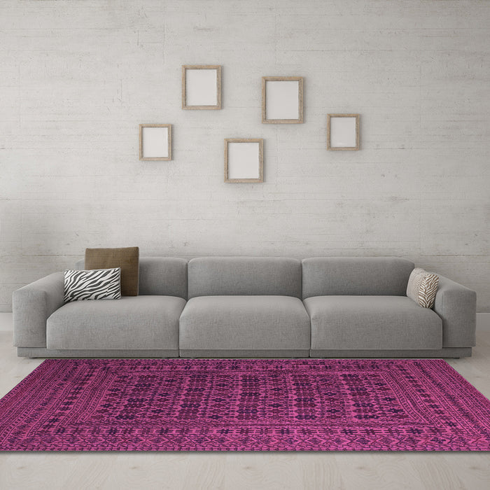 Machine Washable Southwestern Purple Country Area Rugs in a Living Room, wshtr2515pur