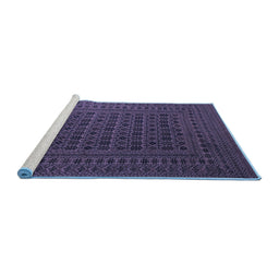 Sideview of Machine Washable Southwestern Blue Country Rug, wshtr2515blu