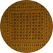 Round Machine Washable Southwestern Yellow Country Rug, wshtr2515yw