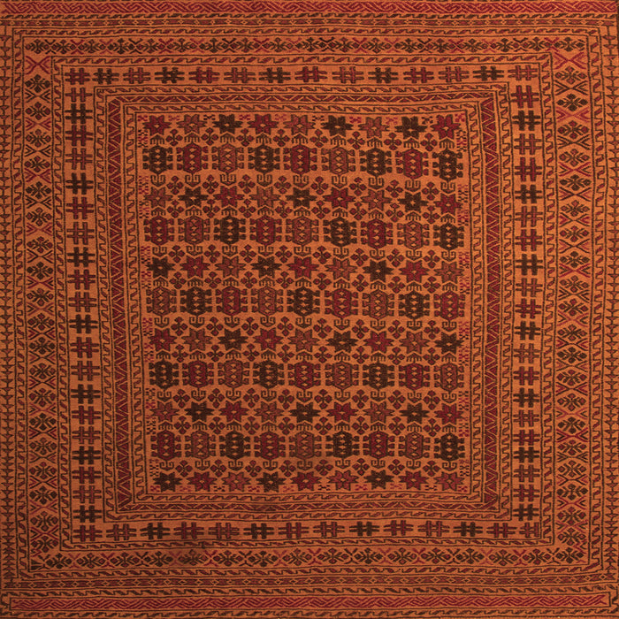 Round Machine Washable Southwestern Orange Country Area Rugs, wshtr2515org