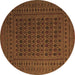 Round Southwestern Brown Country Rug, tr2515brn