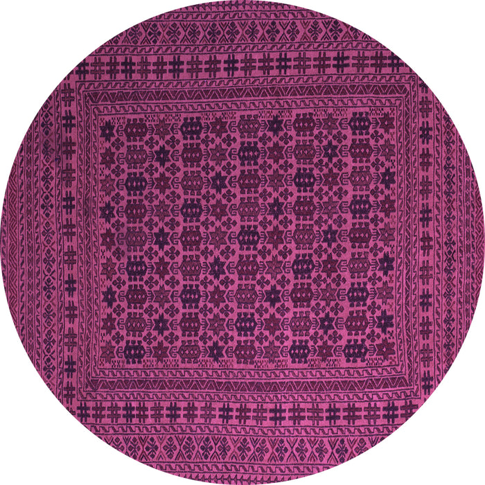 Round Machine Washable Southwestern Purple Country Area Rugs, wshtr2515pur