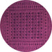 Round Machine Washable Southwestern Purple Country Area Rugs, wshtr2515pur