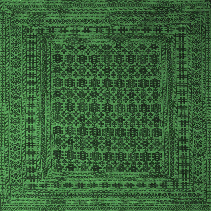 Square Southwestern Emerald Green Country Rug, tr2515emgrn