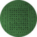 Round Southwestern Emerald Green Country Rug, tr2515emgrn