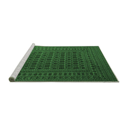 Sideview of Machine Washable Southwestern Emerald Green Country Area Rugs, wshtr2515emgrn