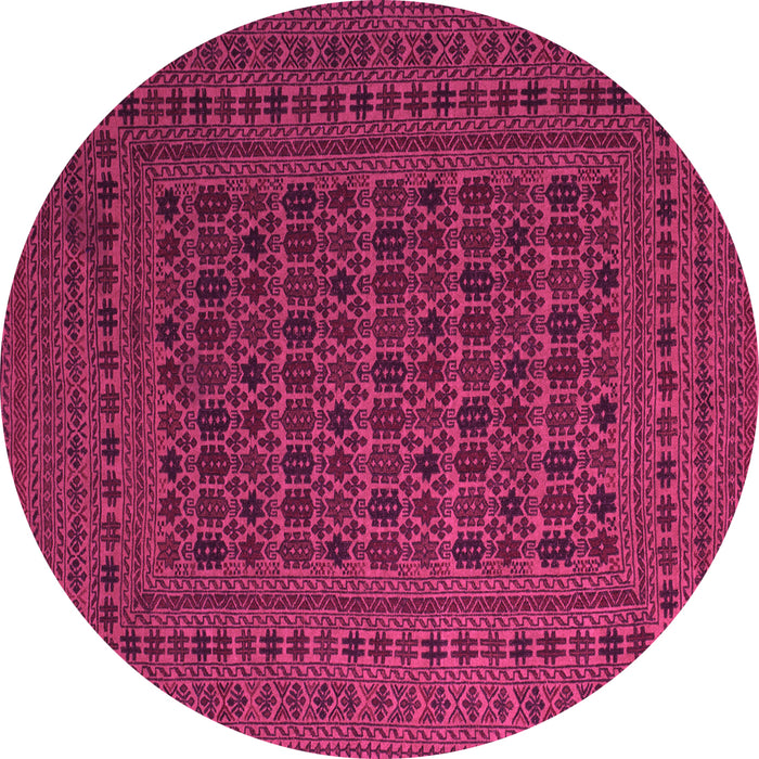 Round Machine Washable Southwestern Pink Country Rug, wshtr2515pnk