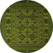 Square Persian Green Traditional Rug, tr2516grn