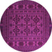 Round Machine Washable Persian Purple Traditional Area Rugs, wshtr2516pur