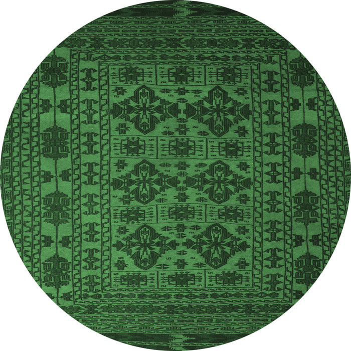 Round Persian Emerald Green Traditional Rug, tr2516emgrn