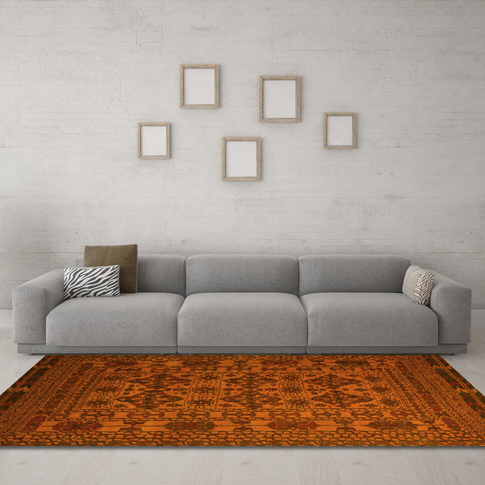 Machine Washable Persian Yellow Traditional Rug in a Living Room, wshtr2516yw