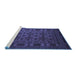 Sideview of Machine Washable Persian Blue Traditional Rug, wshtr2516blu