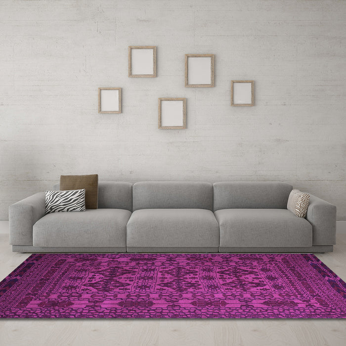 Machine Washable Persian Purple Traditional Area Rugs in a Living Room, wshtr2516pur