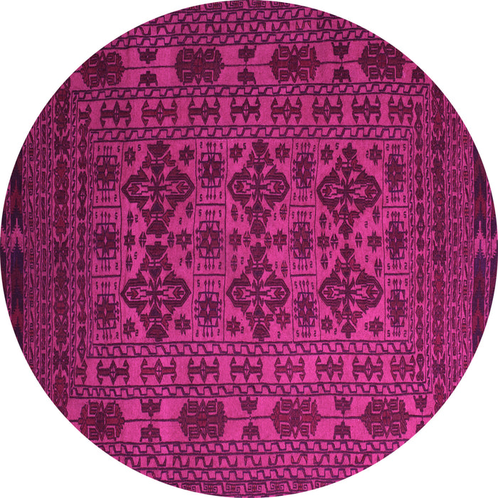 Round Machine Washable Persian Pink Traditional Rug, wshtr2516pnk
