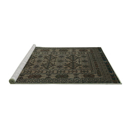 Sideview of Machine Washable Persian Turquoise Traditional Area Rugs, wshtr2516turq