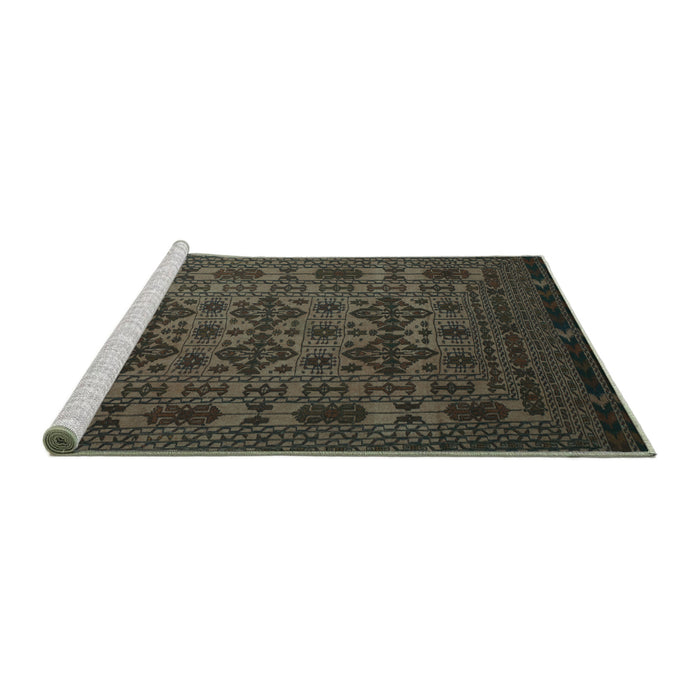 Sideview of Machine Washable Persian Turquoise Traditional Area Rugs, wshtr2516turq
