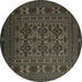 Round Persian Turquoise Traditional Rug, tr2516turq