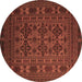 Round Machine Washable Persian Brown Traditional Rug, wshtr2516brn