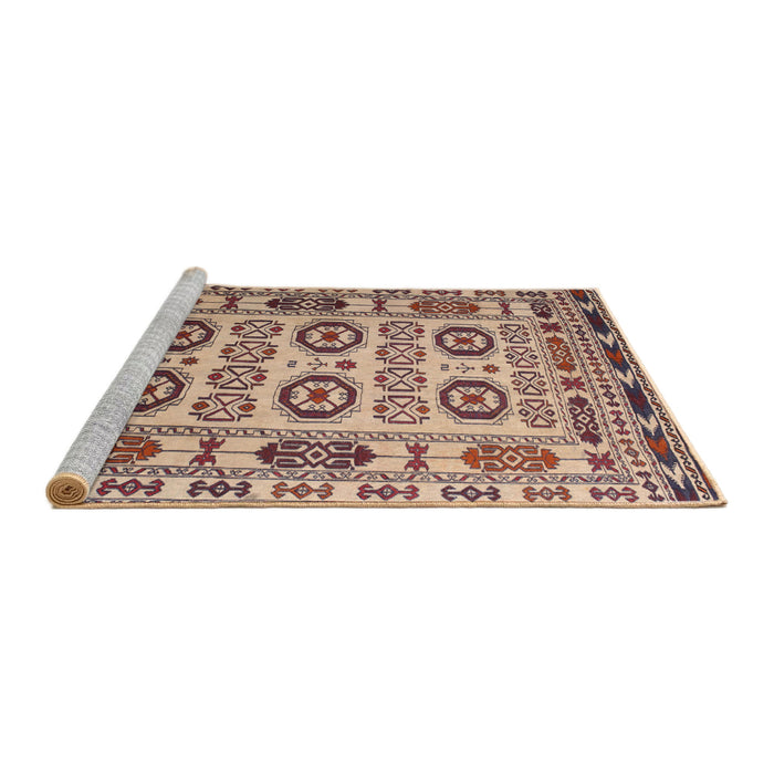 Sideview of Machine Washable Traditional Chestnut Brown Rug, wshtr2517