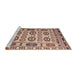 Sideview of Machine Washable Traditional Chestnut Brown Rug, wshtr2517