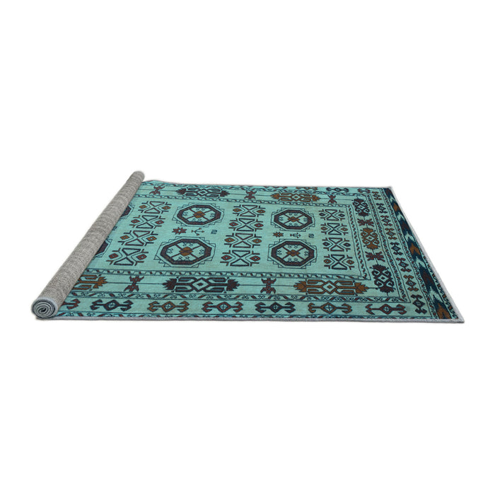 Sideview of Machine Washable Southwestern Light Blue Country Rug, wshtr2517lblu