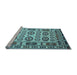 Sideview of Machine Washable Southwestern Light Blue Country Rug, wshtr2517lblu