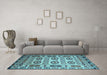 Machine Washable Southwestern Light Blue Country Rug in a Living Room, wshtr2517lblu