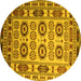 Round Southwestern Yellow Country Rug, tr2517yw