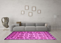 Machine Washable Southwestern Pink Country Rug, wshtr2517pnk